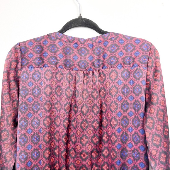 The Limited Silky Style Long Sleeve Red & Blue Ladies Blouse - Picture 9 of 9